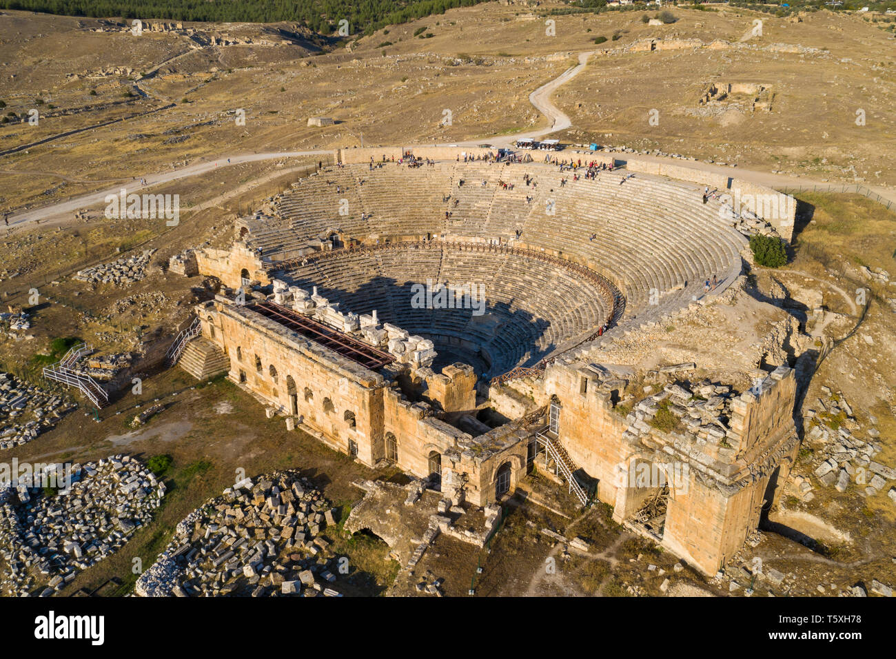 La Turquie, province de Denizli, Pamukkale, Hiérapolis Pamukkale Site archéologique (site UNESCO), Hierapolis Theatre Banque D'Images