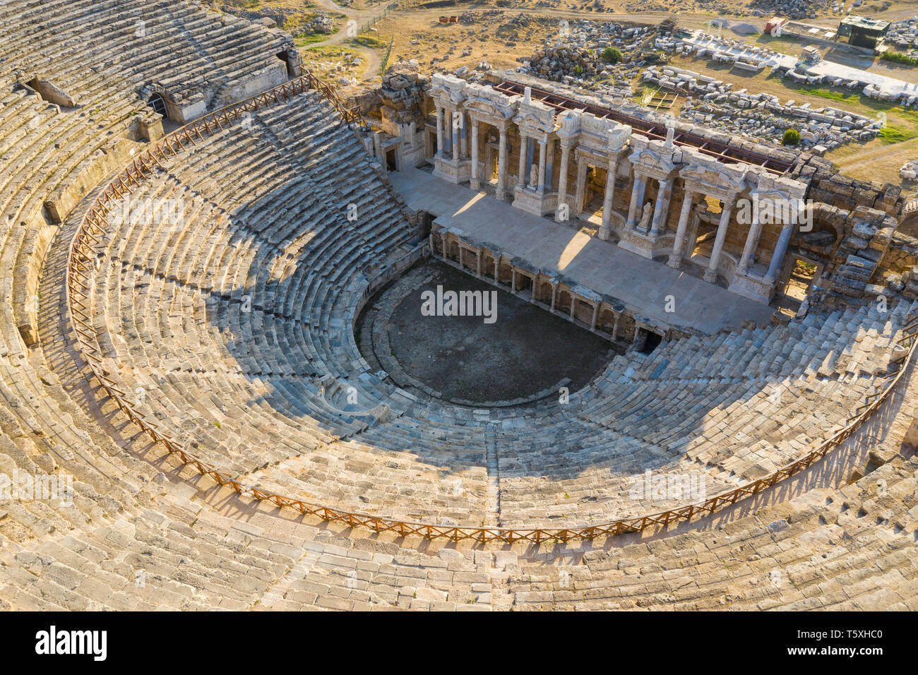 La Turquie, province de Denizli, Pamukkale, Hiérapolis Pamukkale Site archéologique (site UNESCO), Hierapolis Theatre Banque D'Images