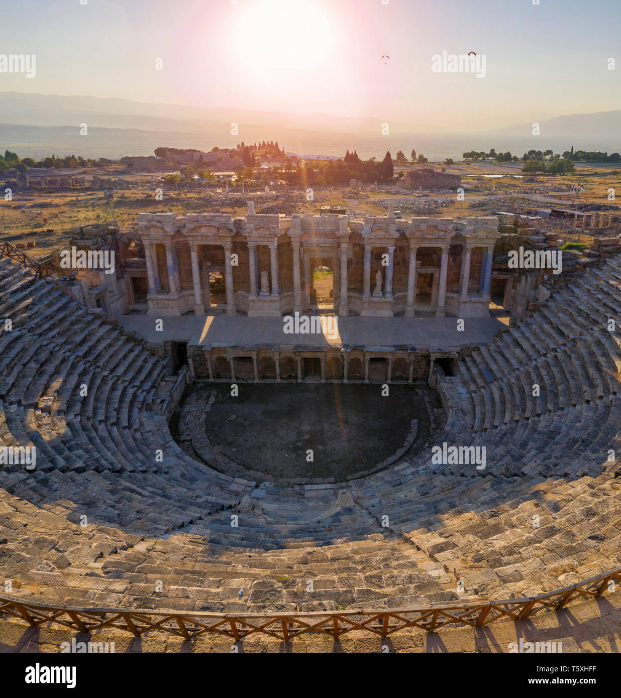 La Turquie, province de Denizli, Pamukkale, Hiérapolis Pamukkale Site archéologique (site UNESCO), Hierapolis Theatre Banque D'Images