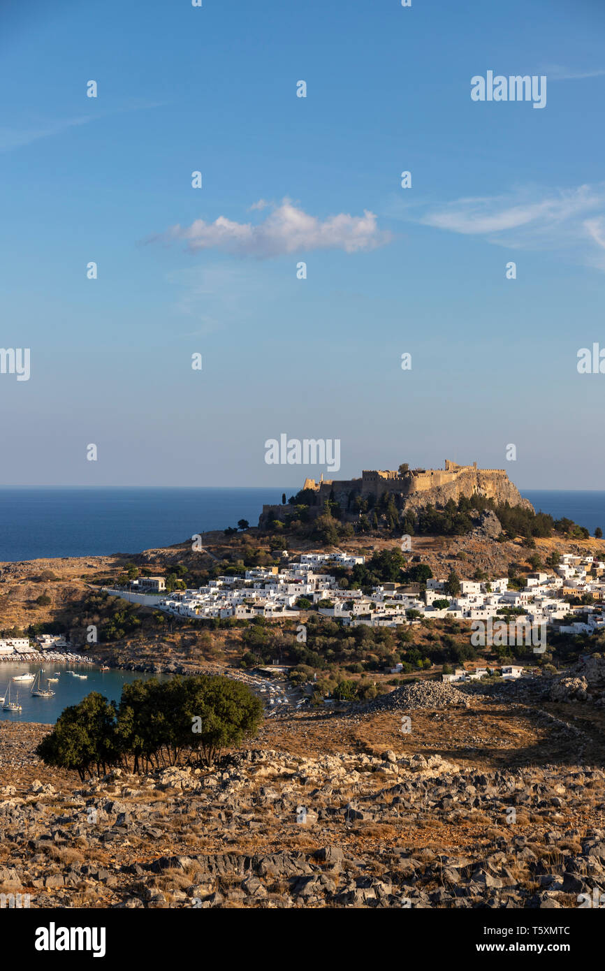 La Grèce, l'Acropole de Lindos, Rhodes Banque D'Images