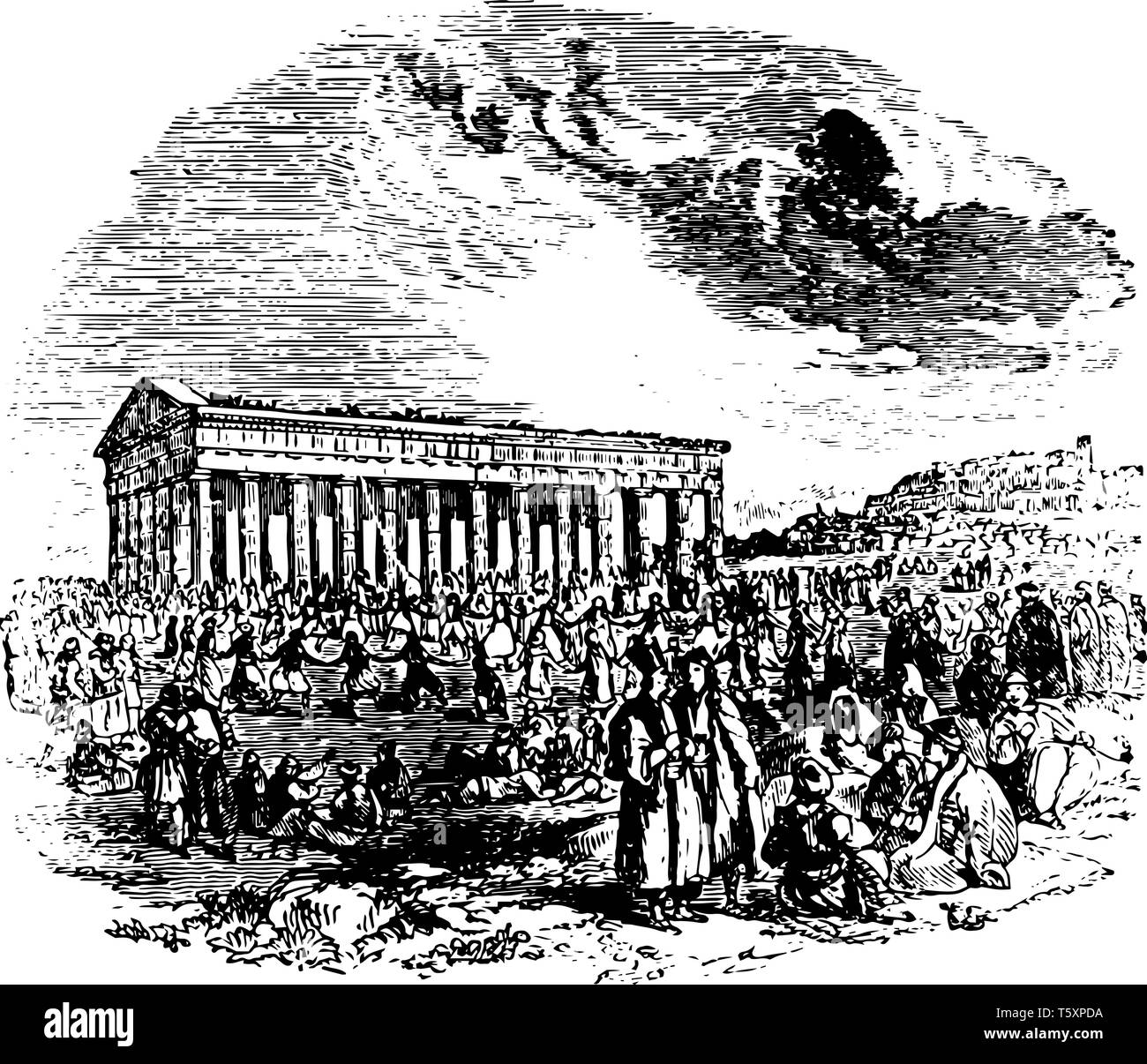 L'Athènes antique d'Athènes dans certaines régions d'Iles le mont Lycabette Le Hall Zappeion vintage dessin ou gravure illustratio Illustration de Vecteur