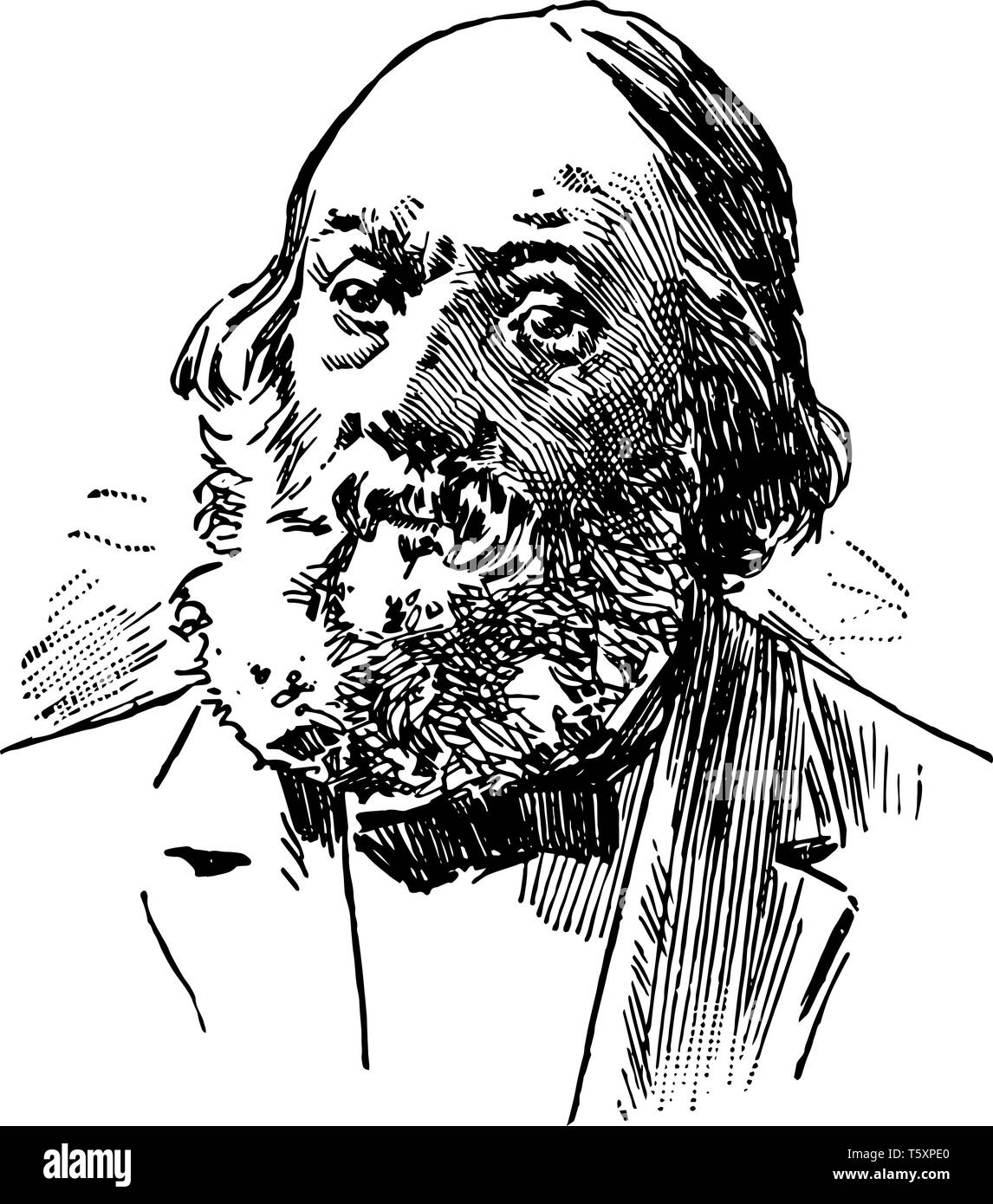 Edward Everett Hale 1822 à 1909, il a été un écrivain et historien ministre unitarien vintage dessin ou gravure illustration Illustration de Vecteur