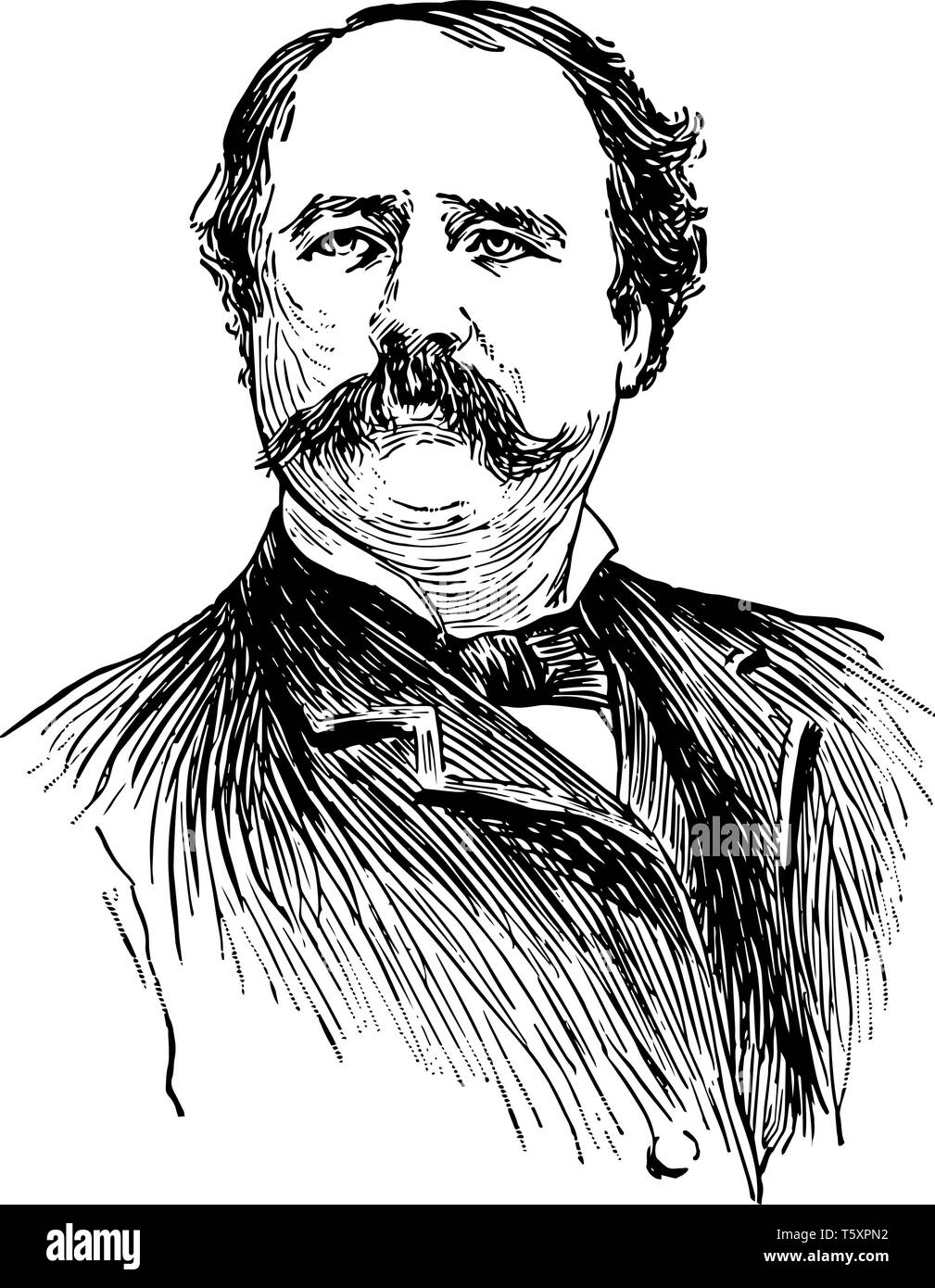 Garret Hobart Augustus 1844 à 1899, il est le 24e vice-président des États-Unis de 1897 à 1899 vintage dessin ou gravure illustrati Illustration de Vecteur