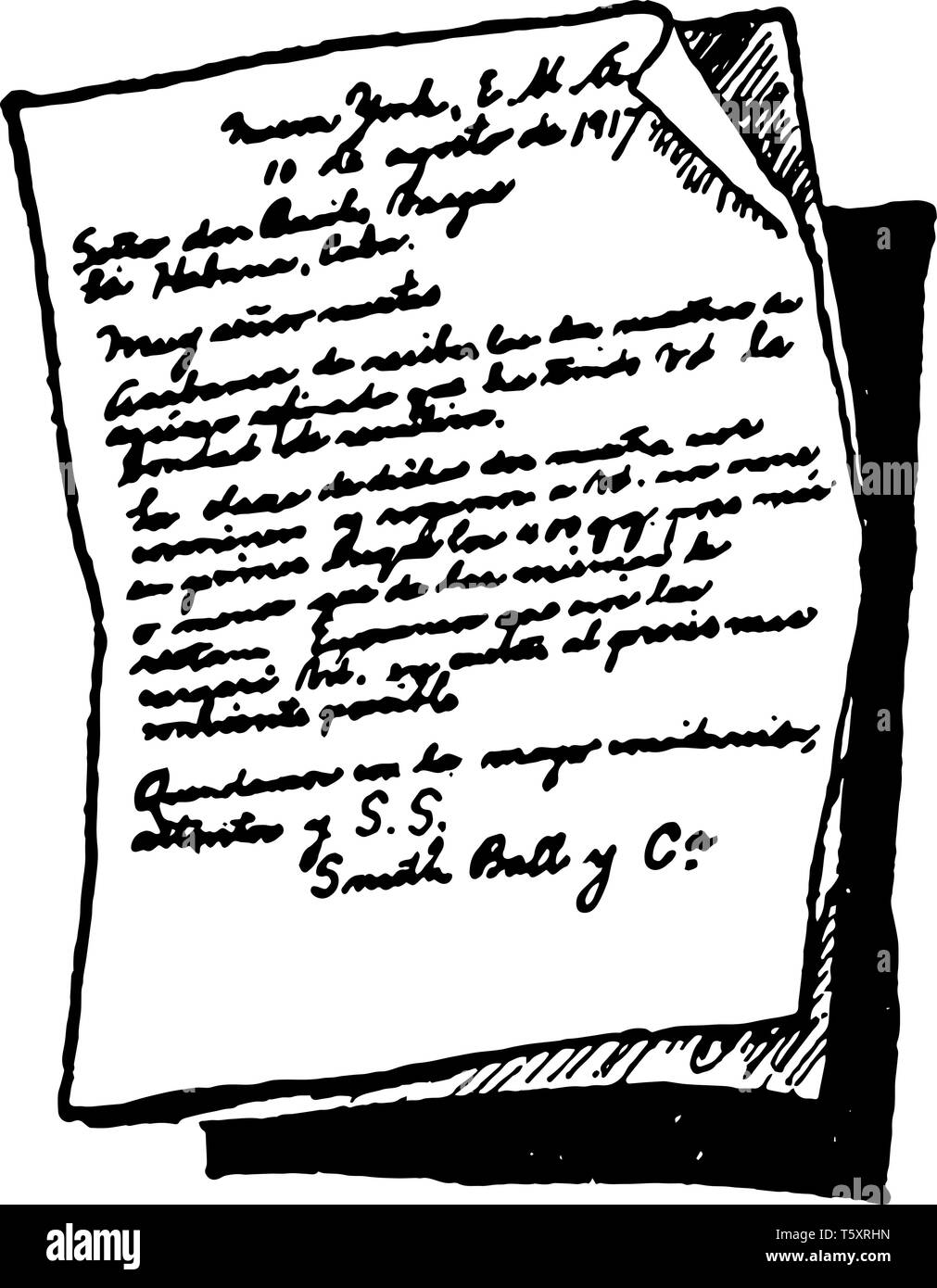 Lettre manuscrite ou de lettres et cartes postales, enveloppes design, communication entre deux personnes, vintage dessin ou gravure illustration. Illustration de Vecteur