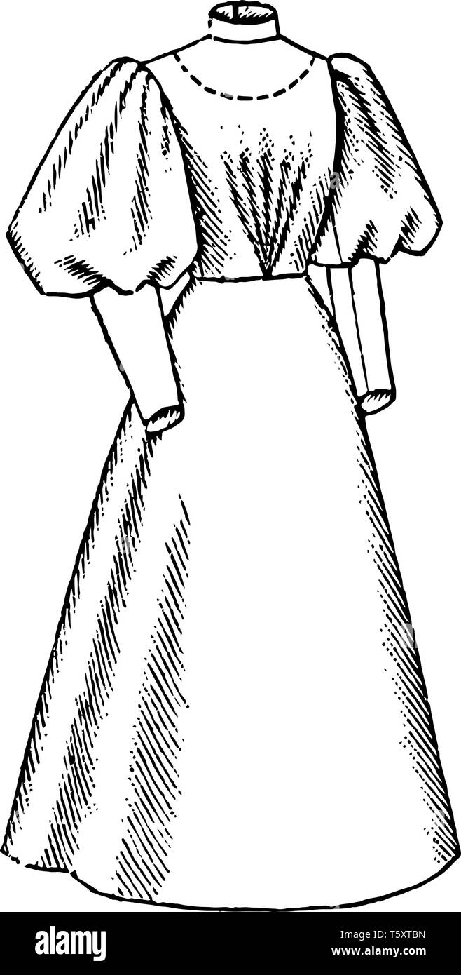 Fin du 19ème siècle manque robe a une conception simple, vintage dessin ou gravure illustration. Illustration de Vecteur