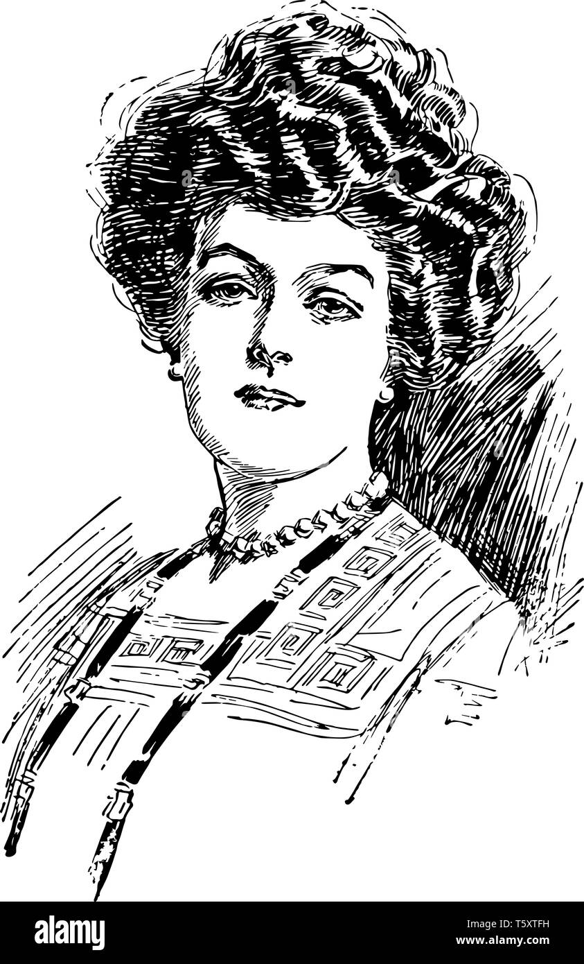 Un portrait d'une femme face à cette photo, dessin de ligne vintage ou gravure illustration. Illustration de Vecteur