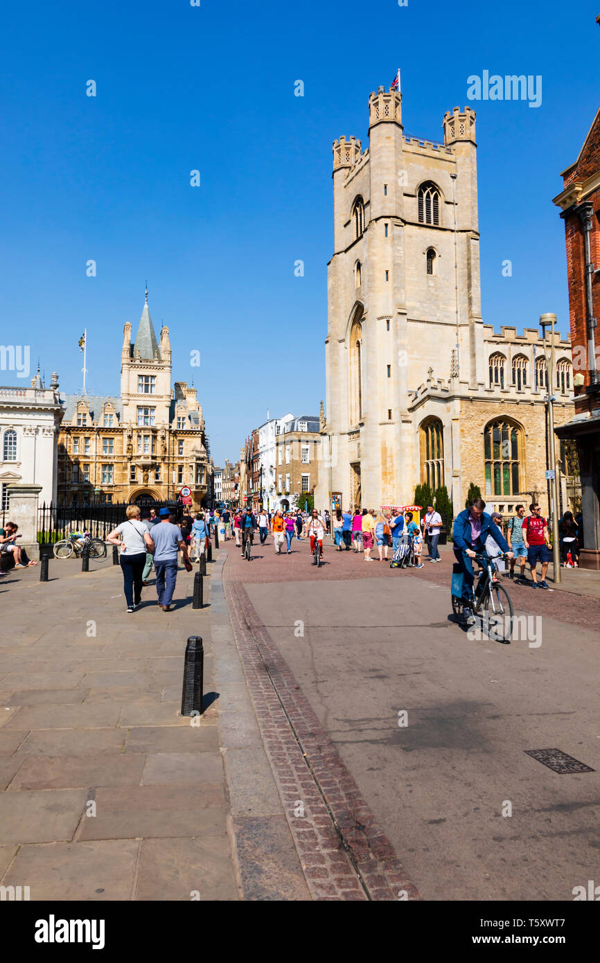 La grande église de St Marys et Gonville et Caius College, Trinity Street, ville universitaire de Cambridge, Cambridgeshire, Angleterre Banque D'Images