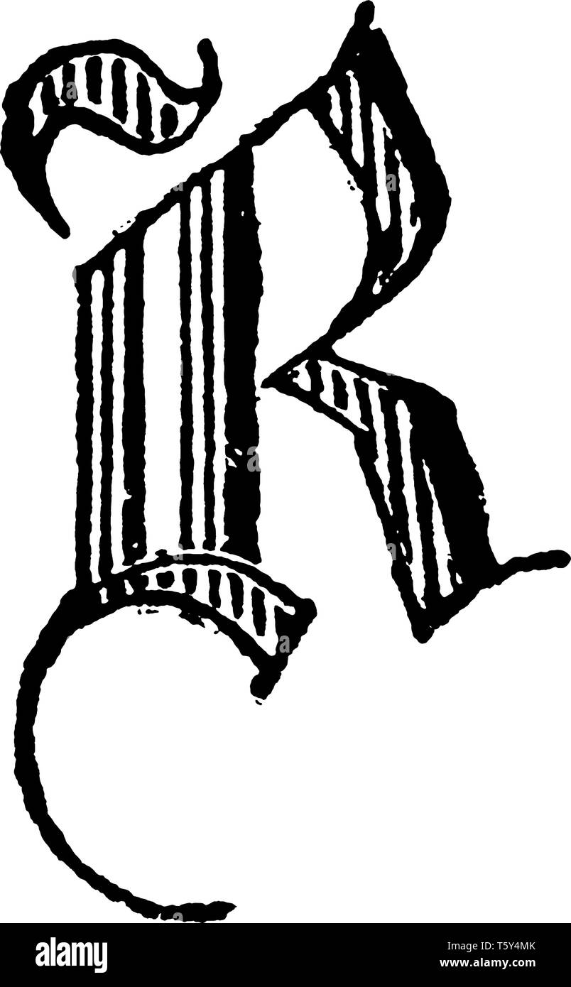 Une lettre majuscule R, vintage dessin ou gravure illustration Illustration de Vecteur