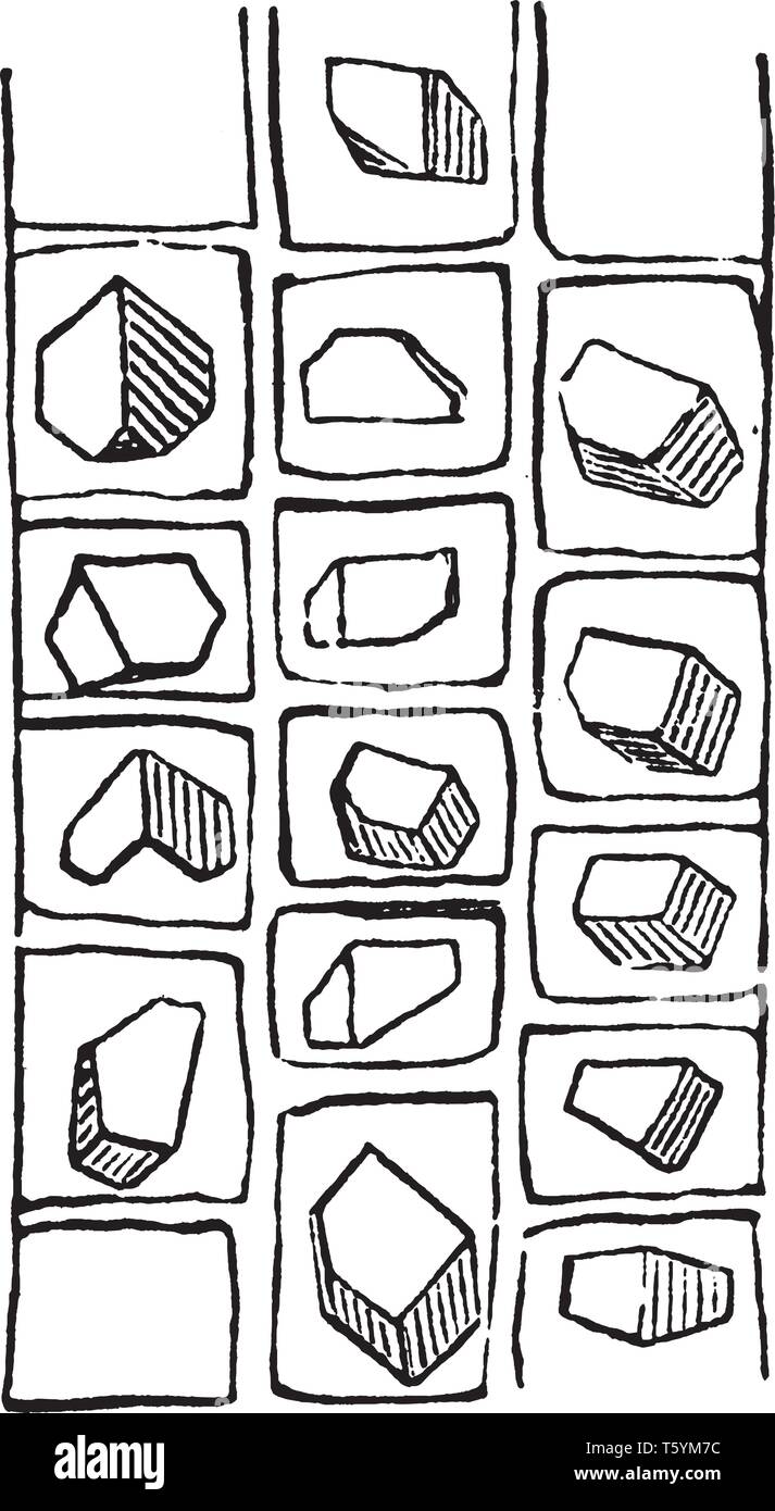 C'est les cristaux de l'écorce interne de la sauterelle. C'est aussi utilisé comme bois de chauffage et il est facile de se séparer. Il y a 3 dimensions, structures cubique Illustration de Vecteur