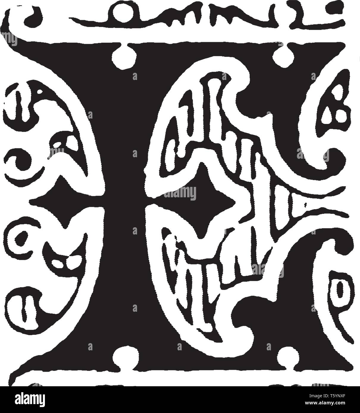 Une lettre majuscule E, vintage dessin ou gravure illustration Illustration de Vecteur