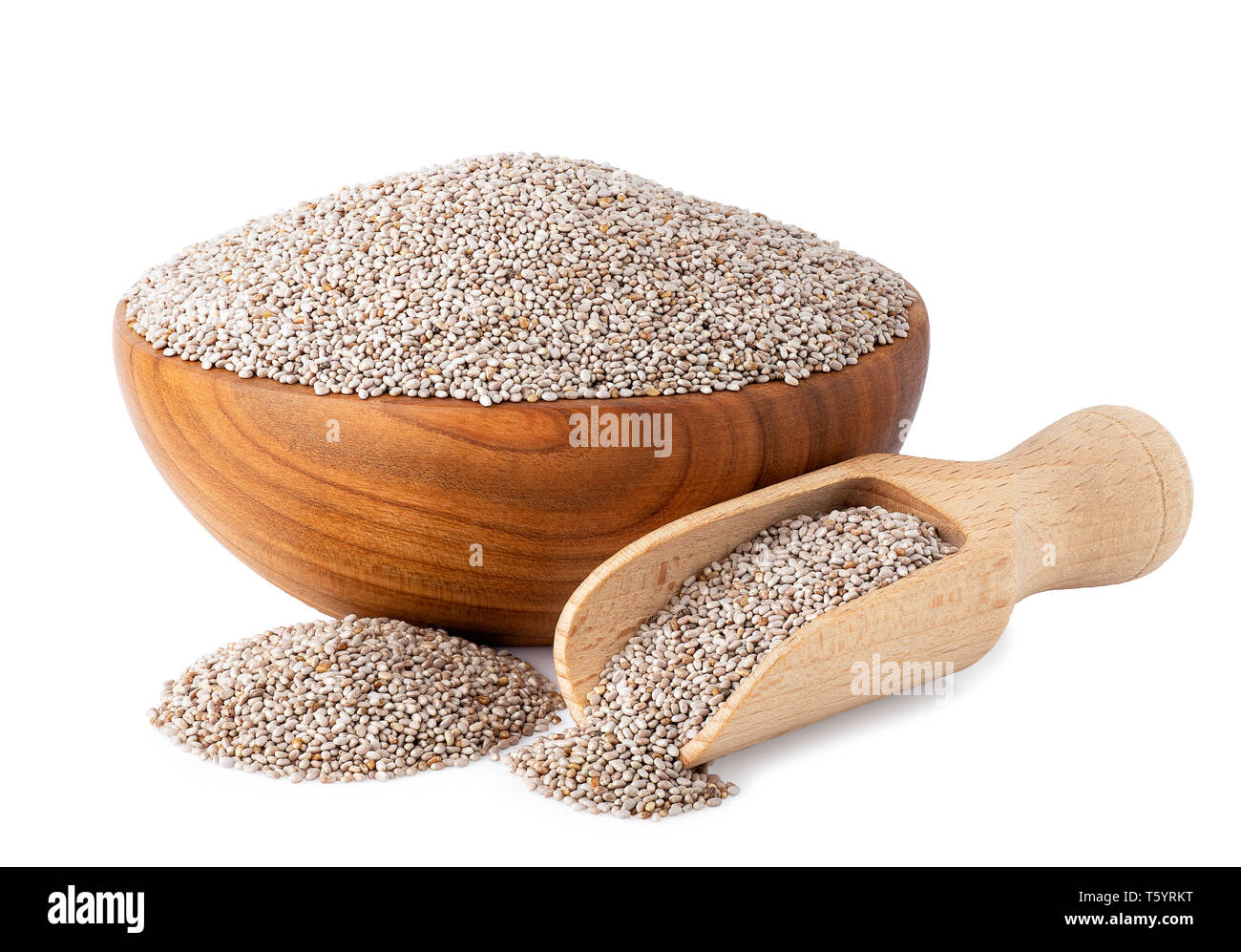 Les graines de chia blanches dans un bol Banque D'Images