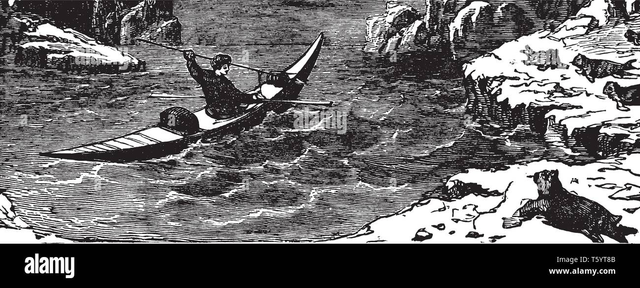 La Laponie est le nom de la région culturelle traditionnellement habitées par les Lapons, vintage dessin ou gravure illustration. Illustration de Vecteur