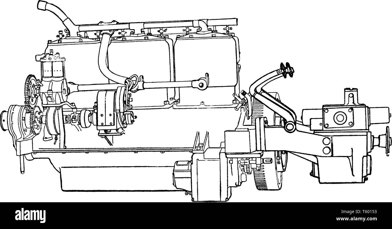 La construction d'une automobile l'étape 12 est la transmission, il est possible de renverser la voiture, vintage dessin ou gravure illustration. Illustration de Vecteur