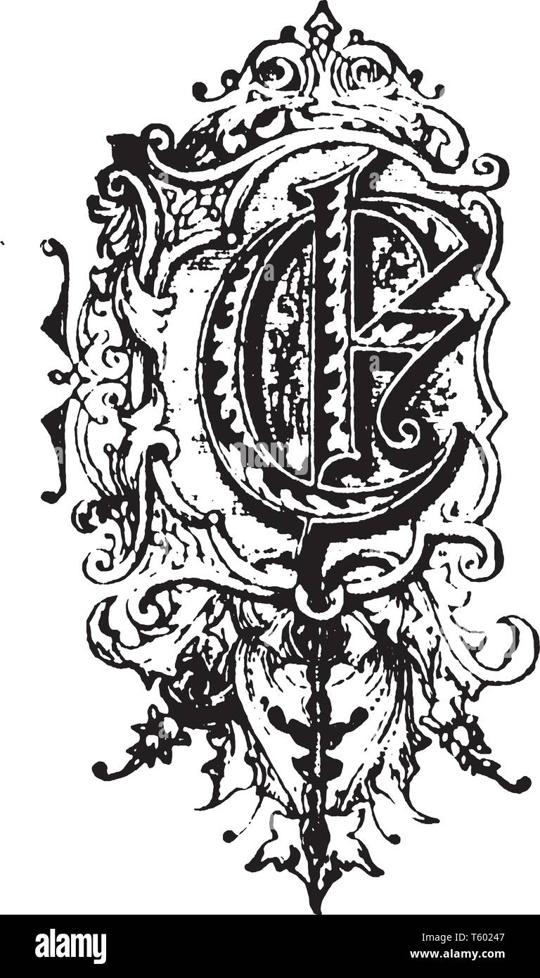 Une lettre E, vintage dessin ou gravure illustration Illustration de Vecteur