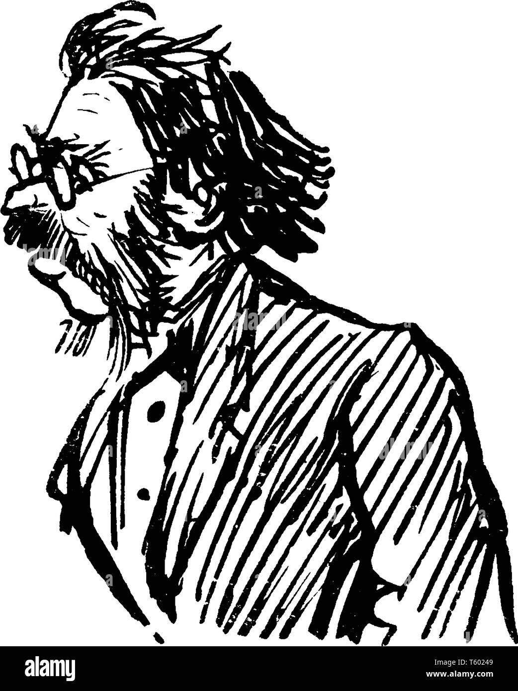 Un homme à lunettes, vintage dessin ou gravure illustration Illustration de Vecteur