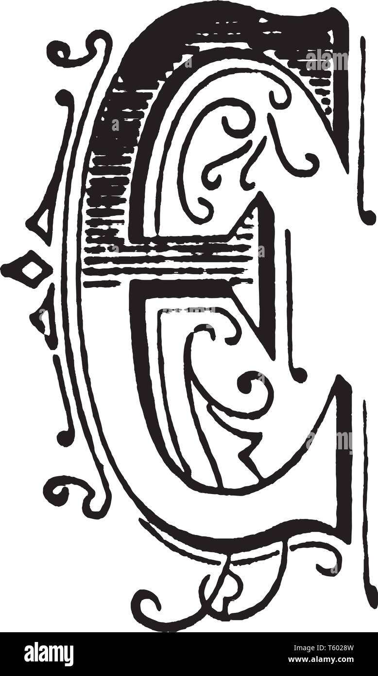 Une lettre majuscule E, vintage dessin ou gravure illustration Illustration de Vecteur