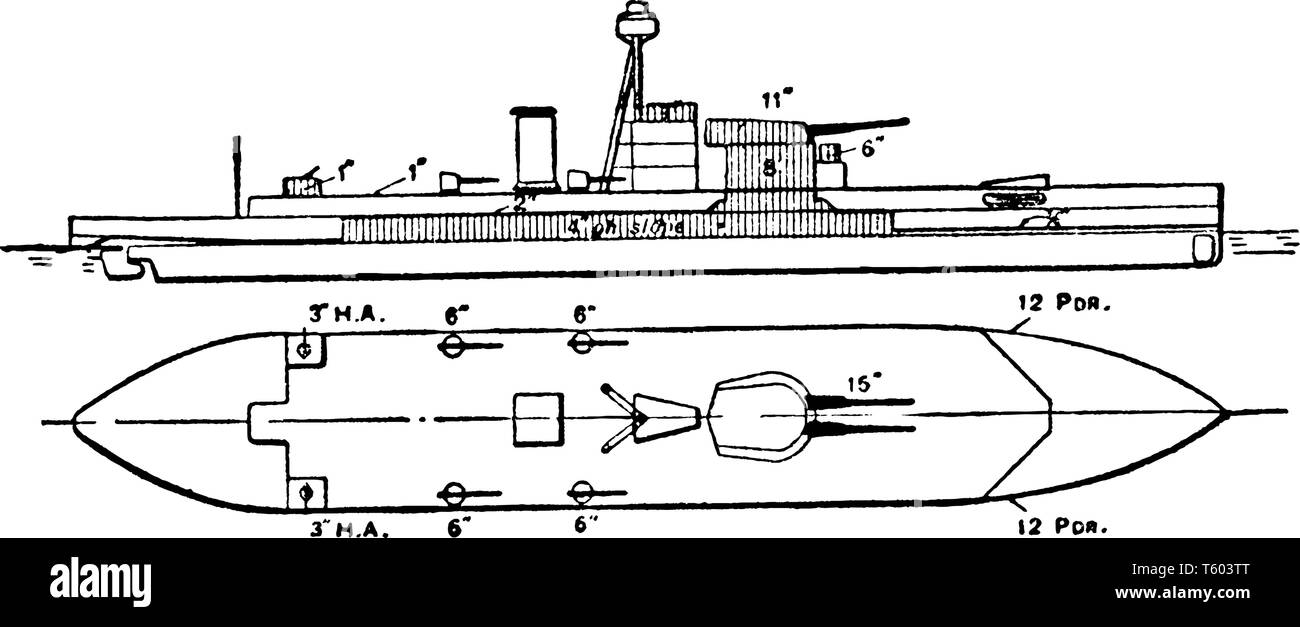 La Marine royale britannique HMS Erebus cuirassé navire dispose d'un moteur à vapeur de charbon alimentant les chaudières et six mâts voile vintage, le dessin des lignes ou une gravure sur illust Illustration de Vecteur