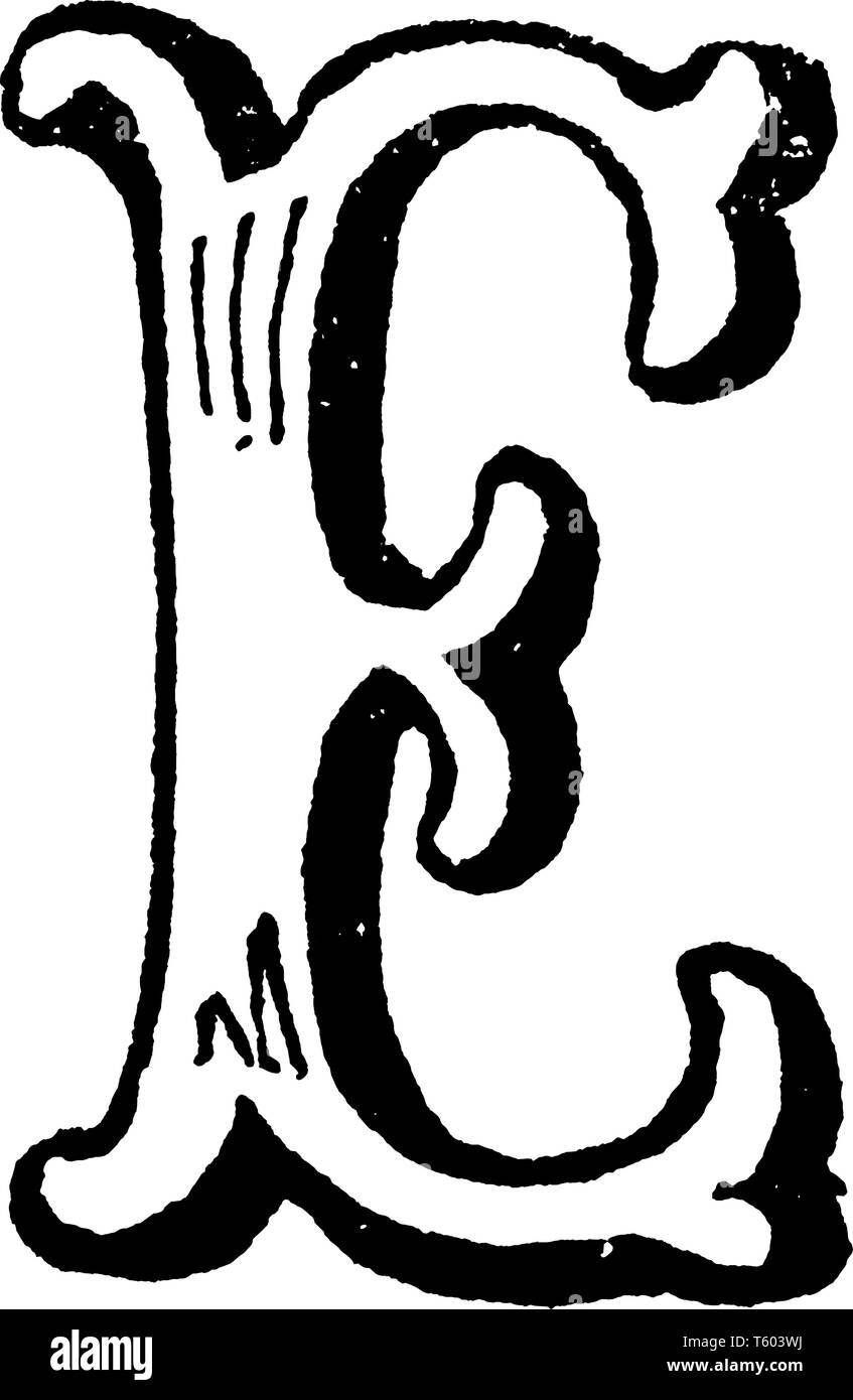 Une lettre majuscule E, vintage dessin ou gravure illustration Illustration de Vecteur