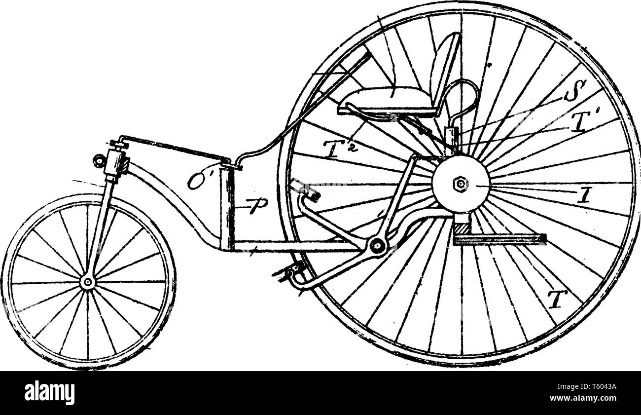 Véhicule à trois roues et tricycles sont souvent associées à la petite trois véhicules à roues, vintage dessin ou gravure illustration. Illustration de Vecteur