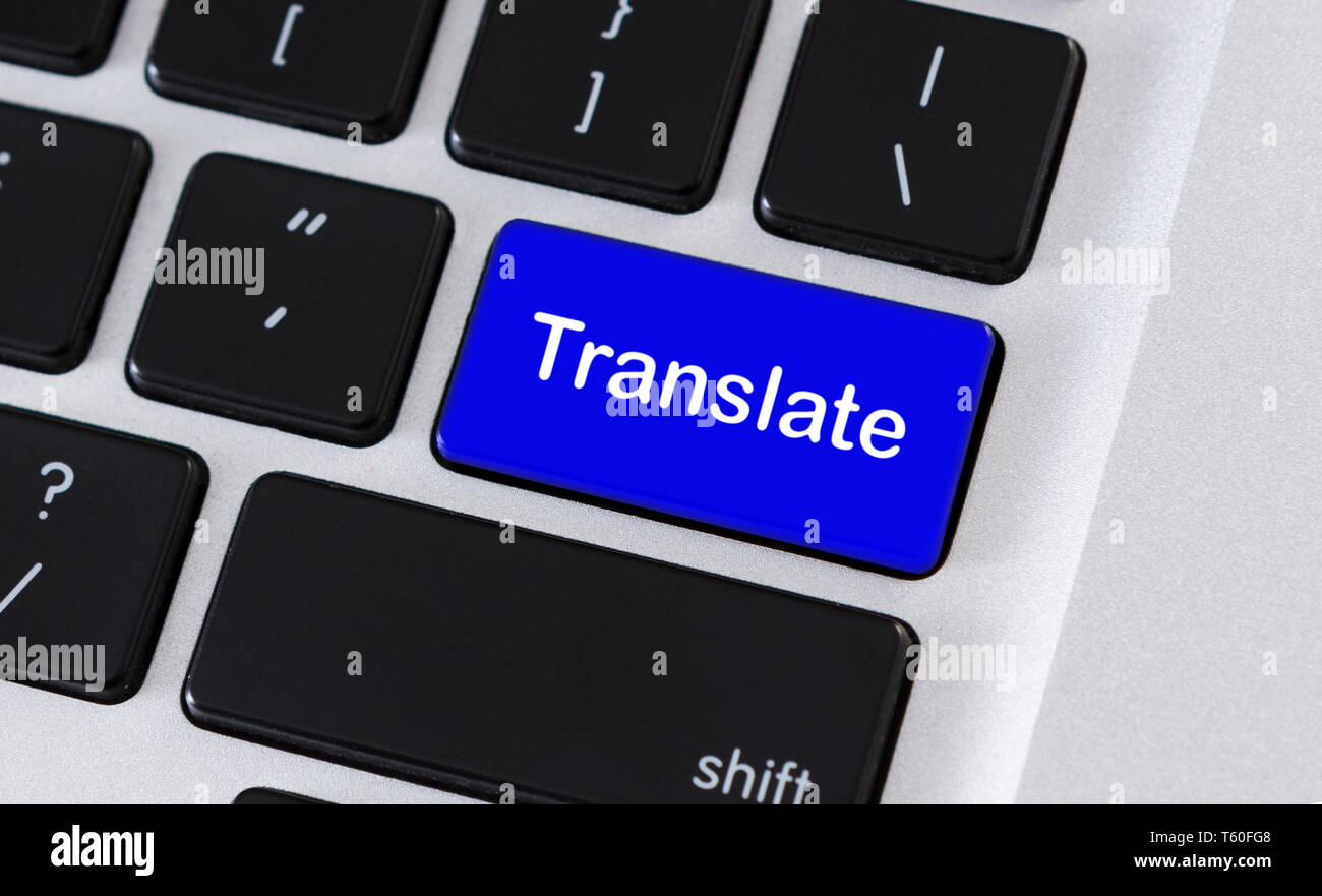 Clavier de l'ordinateur avec traduire le texte sur le bouton du clavier Banque D'Images