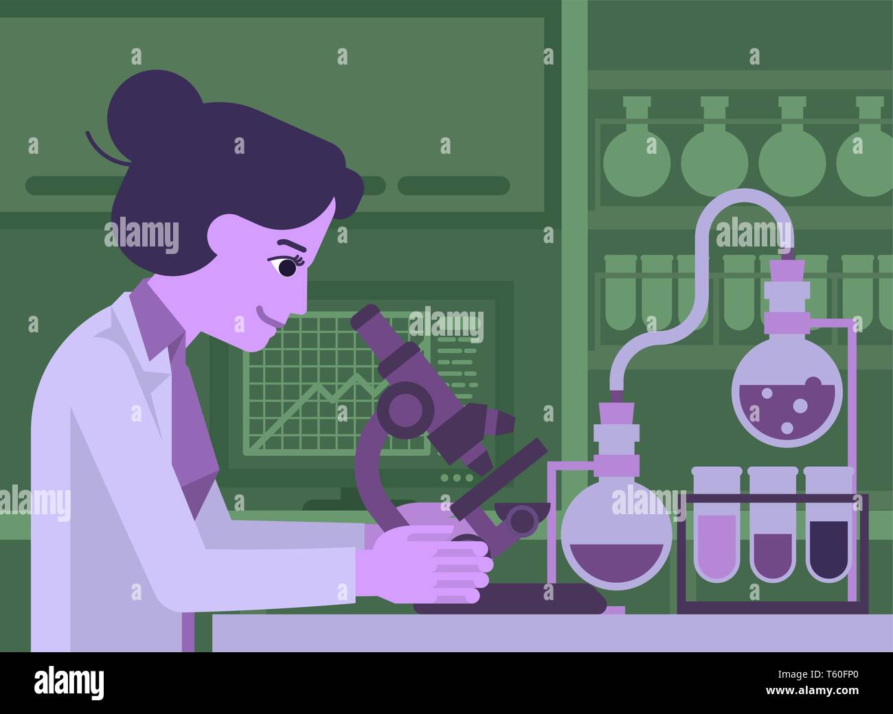 Femme scientifique Working in Laboratory Illustration de Vecteur