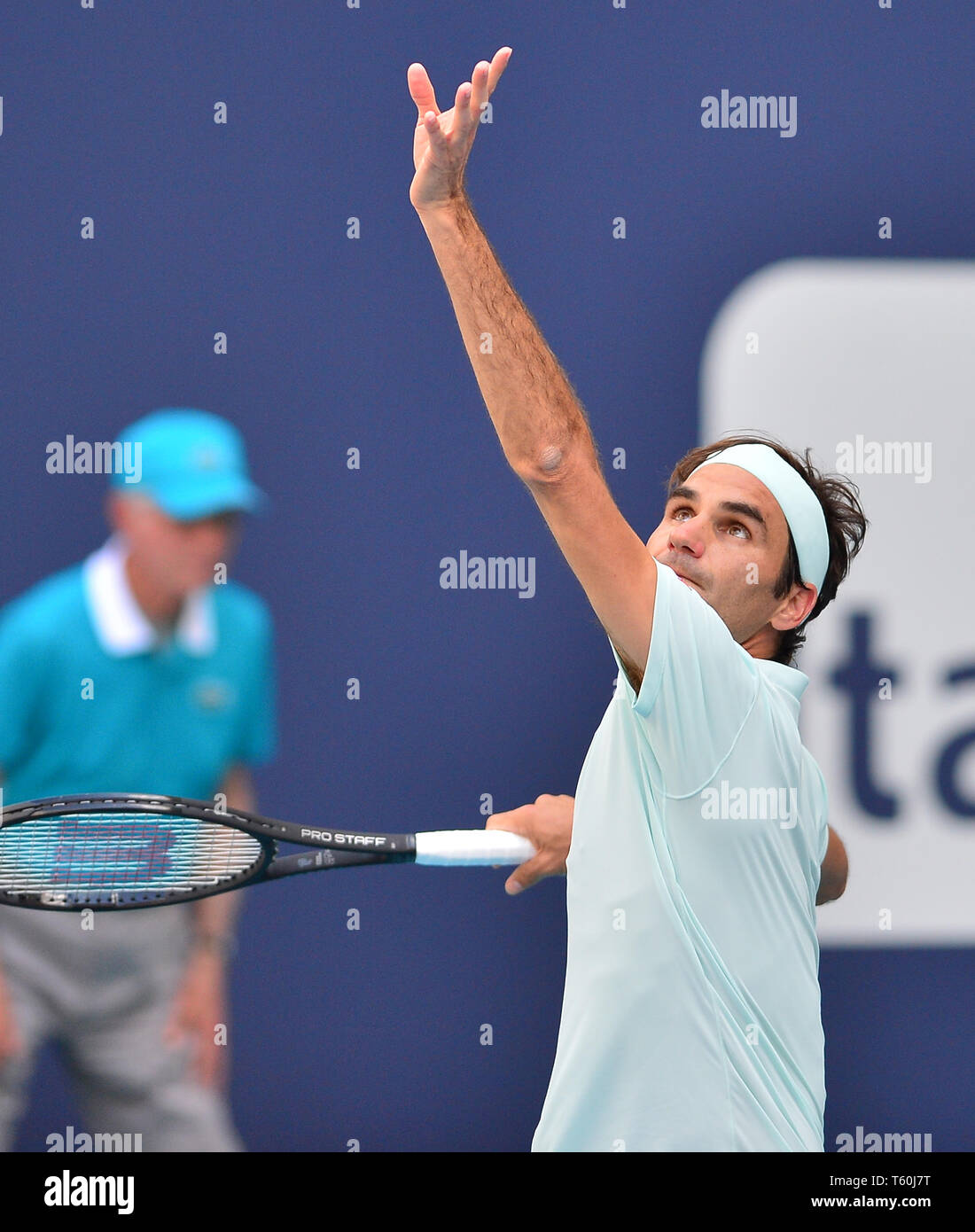 Open de Miami 2019 Jour 10 présenté par Itau au Hard Rock Stadium avec : Roger Federer Où : Miami Gardens, Florida, United States Quand : 27 mars 2019 Credit : Johnny Louis/WENN.com Banque D'Images