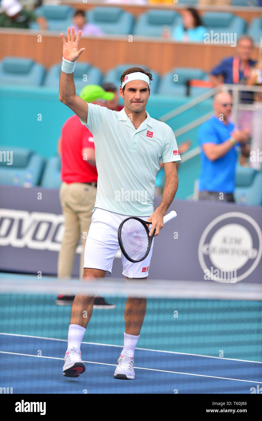 Open de Miami 2019 Jour 10 présenté par Itau au Hard Rock Stadium avec : Roger Federer Où : Miami Gardens, Florida, United States Quand : 27 mars 2019 Credit : Johnny Louis/WENN.com Banque D'Images