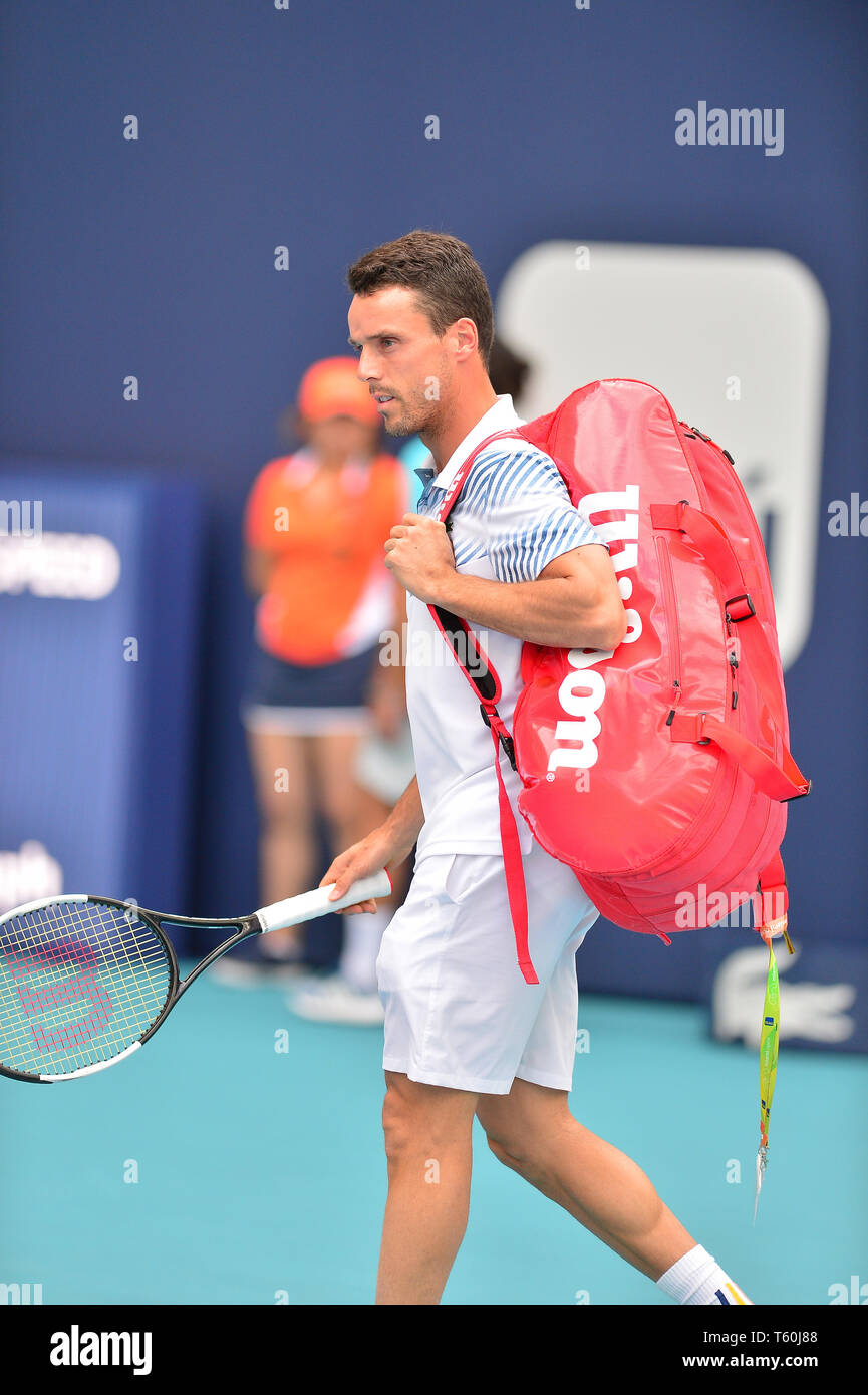 Open de Miami 2019 Jour 10 présenté par Itau au Hard Rock Stadium comprend : Roberto Bautista Agut Où : Miami Gardens, Florida, United States Quand : 27 mars 2019 Credit : Johnny Louis/WENN.com Banque D'Images