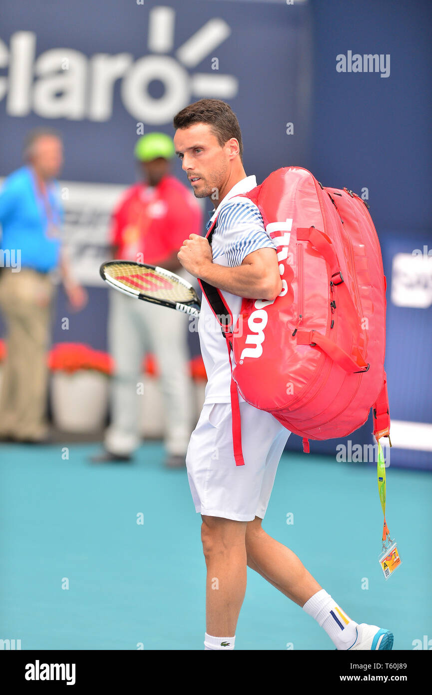 Open de Miami 2019 Jour 10 présenté par Itau au Hard Rock Stadium comprend : Roberto Bautista Agut Où : Miami Gardens, Florida, United States Quand : 27 mars 2019 Credit : Johnny Louis/WENN.com Banque D'Images