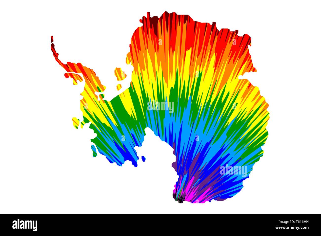 Continent Antarctique - carte est conçu rainbow abstract colorful pattern, Pôle Sud carte de color explosion, Illustration de Vecteur