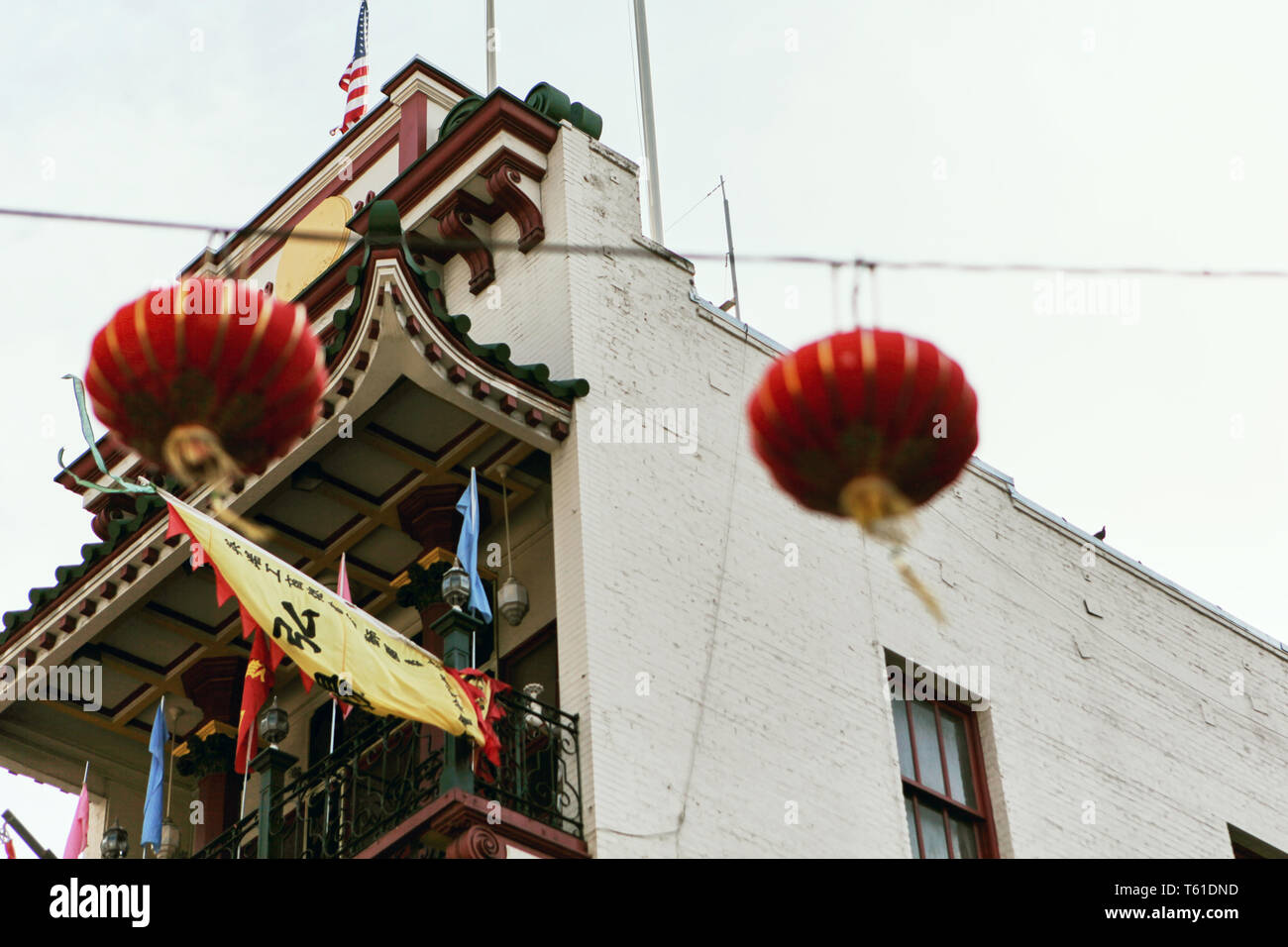 Photo Ancienne San Francisco Chinatown – 1930, Pagode, Hôtel Lafayette, Voitures