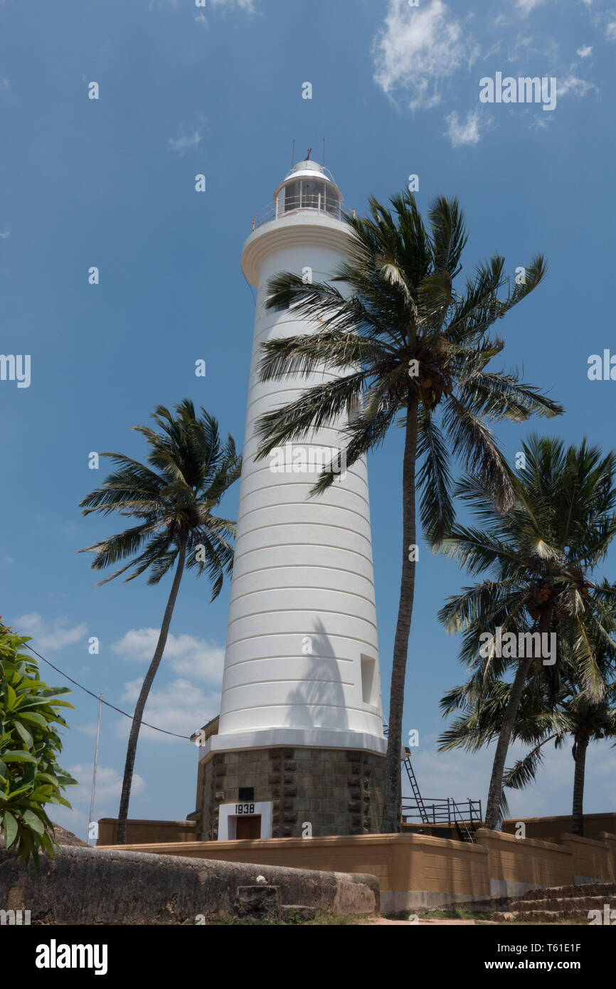 Phare et de palmiers. Galle. Sri Lanka Banque D'Images