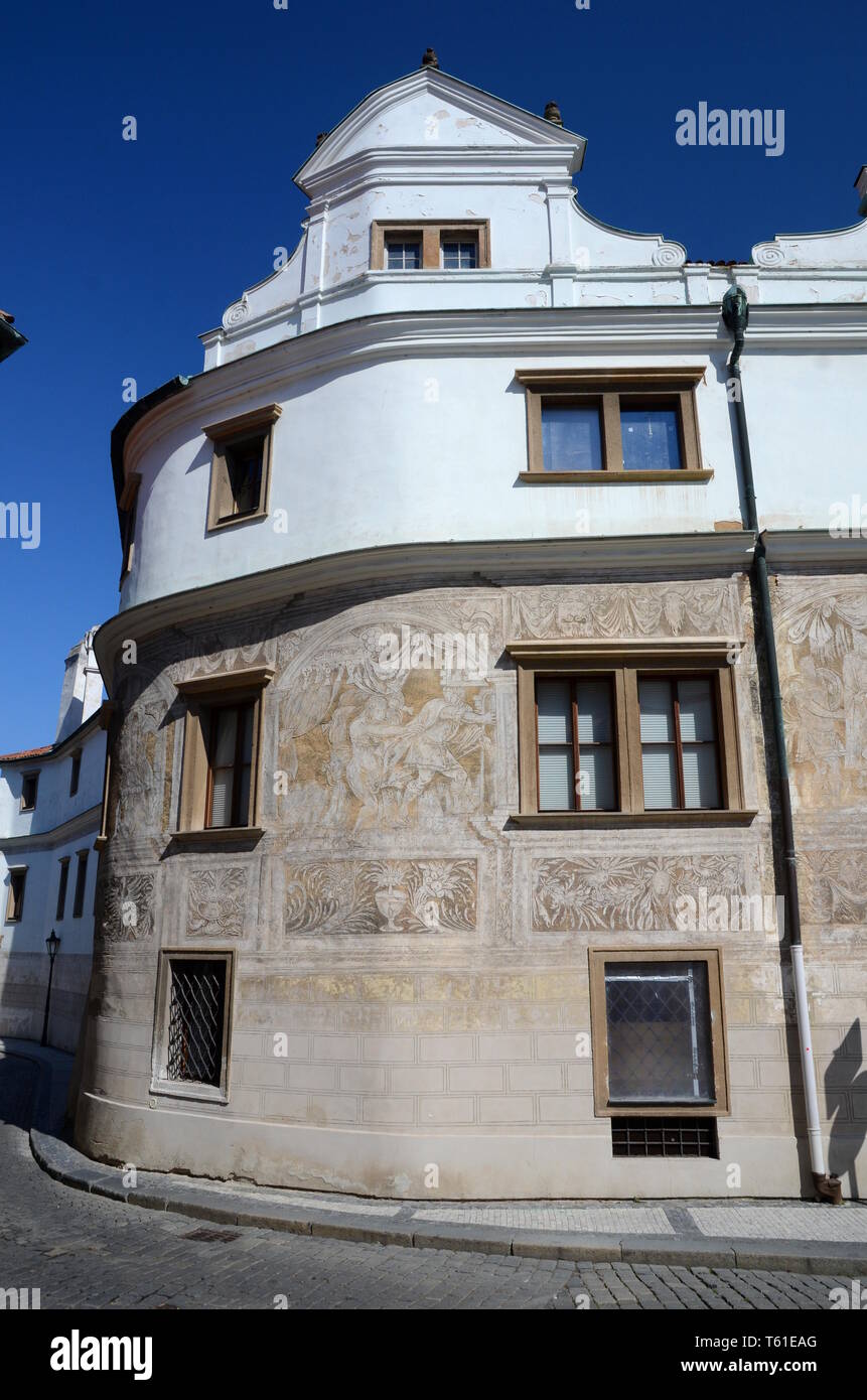 Maison sgraffite à Prague, République Tchèque Banque D'Images