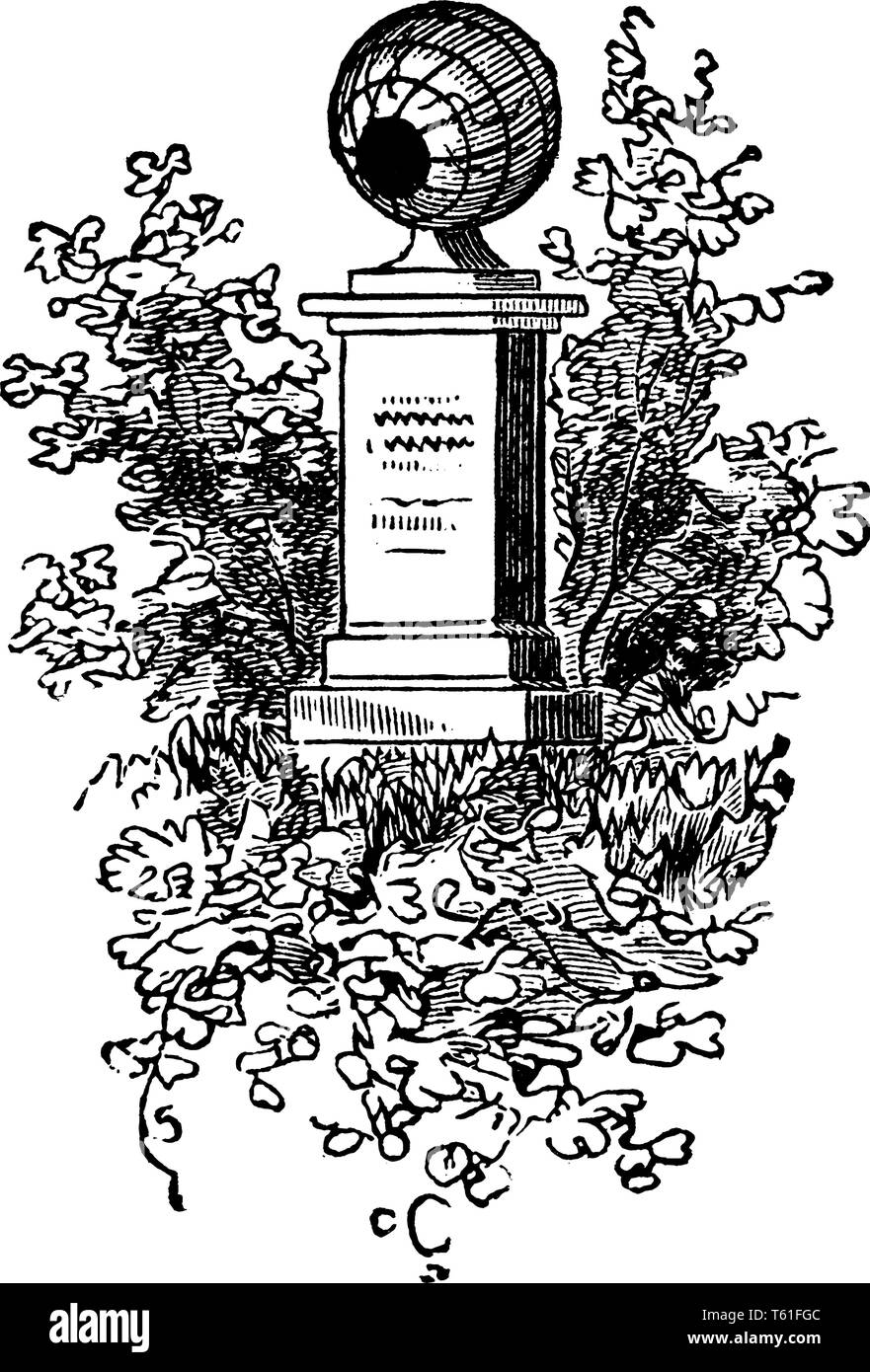 Monument de John Symmes Clèves, un délégué au Congrès Continental,vintage dessin ou gravure illustration Illustration de Vecteur