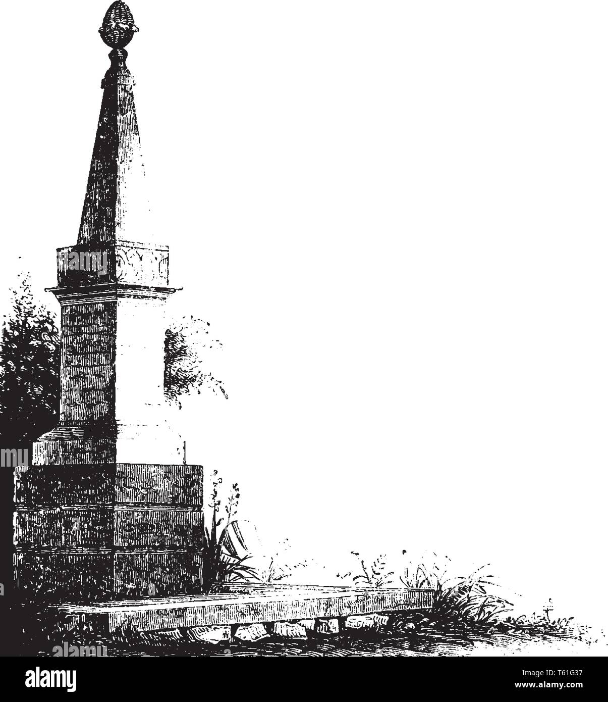 Monument à Goshen vintage,dessin ou gravure illustration. Illustration de Vecteur