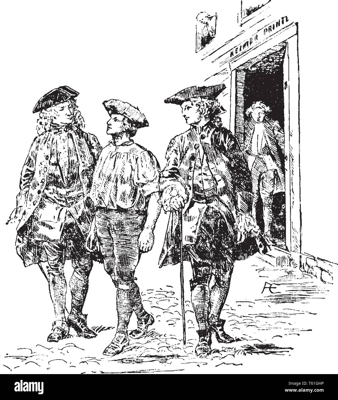 Benjamin Franklin, qui a été l'un des pères fondateurs de l'État avec gouverneur,vintage dessin ou gravure illustration. Illustration de Vecteur