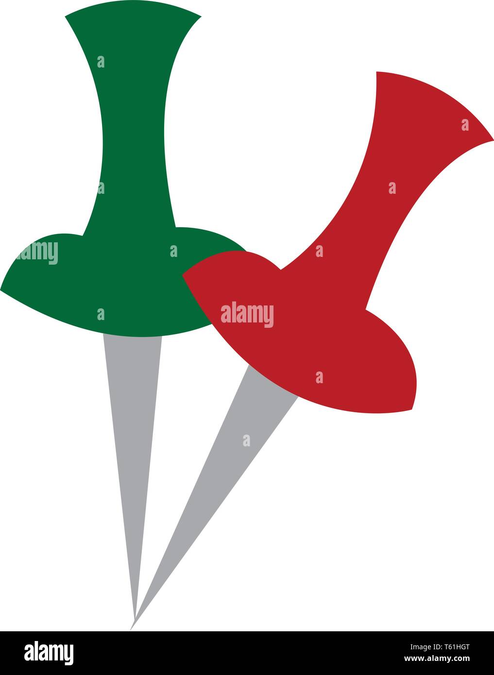 Une paire de couleur rouge et verte d'thumbpin vector dessin en couleur ou de l'illustration Illustration de Vecteur