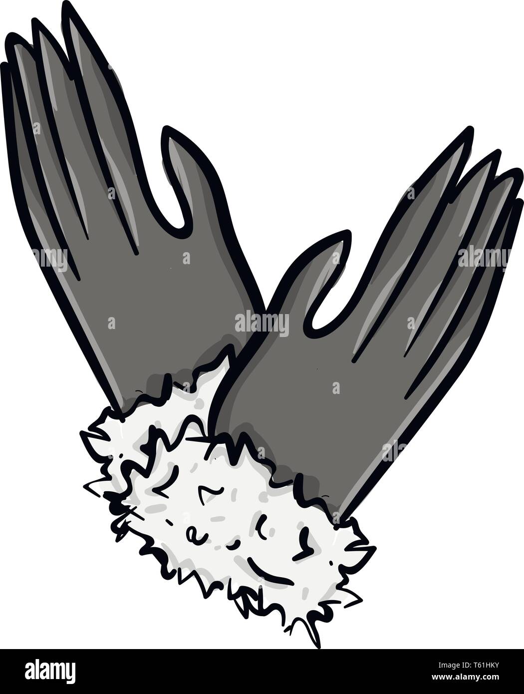 Une paire de gants gris femmes avec doublure en détail utilisé au cours de l'hiver un dessin en couleur ou de l'illustration vectorielle Illustration de Vecteur