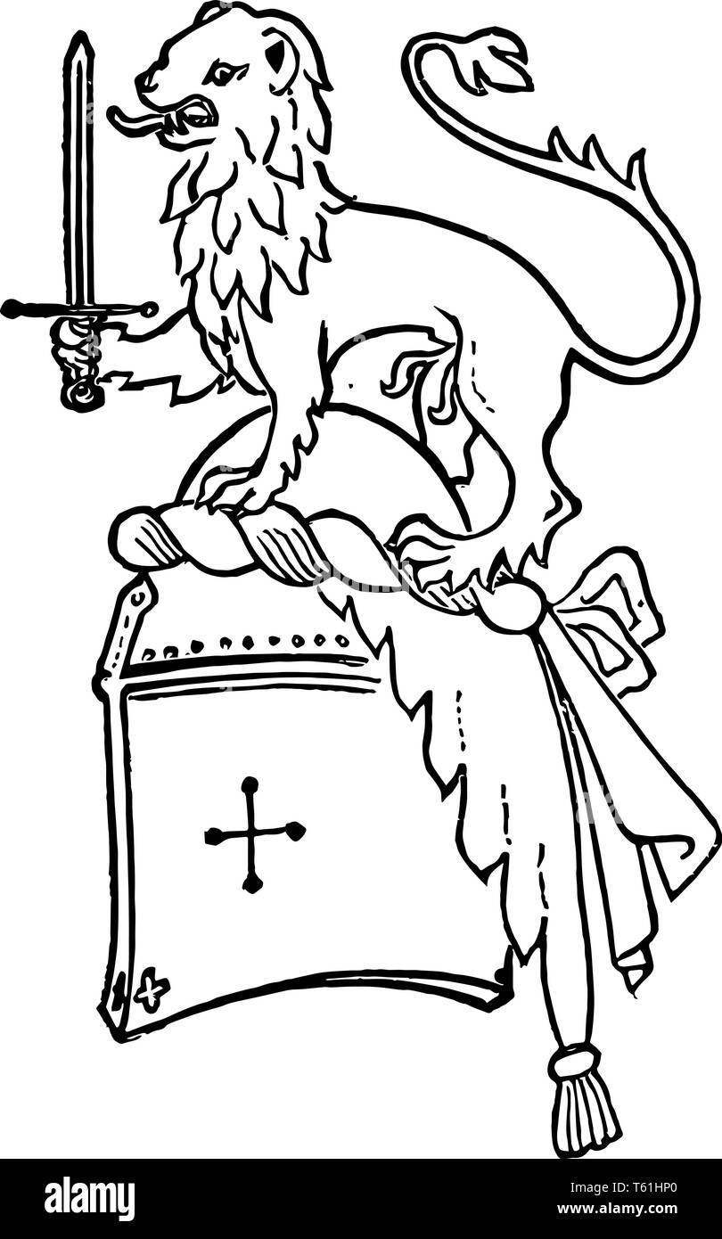 Crête d'Azur est le symbole traditionnel de la municipalité de Cape Town vintage dessin ou gravure illustration. Illustration de Vecteur