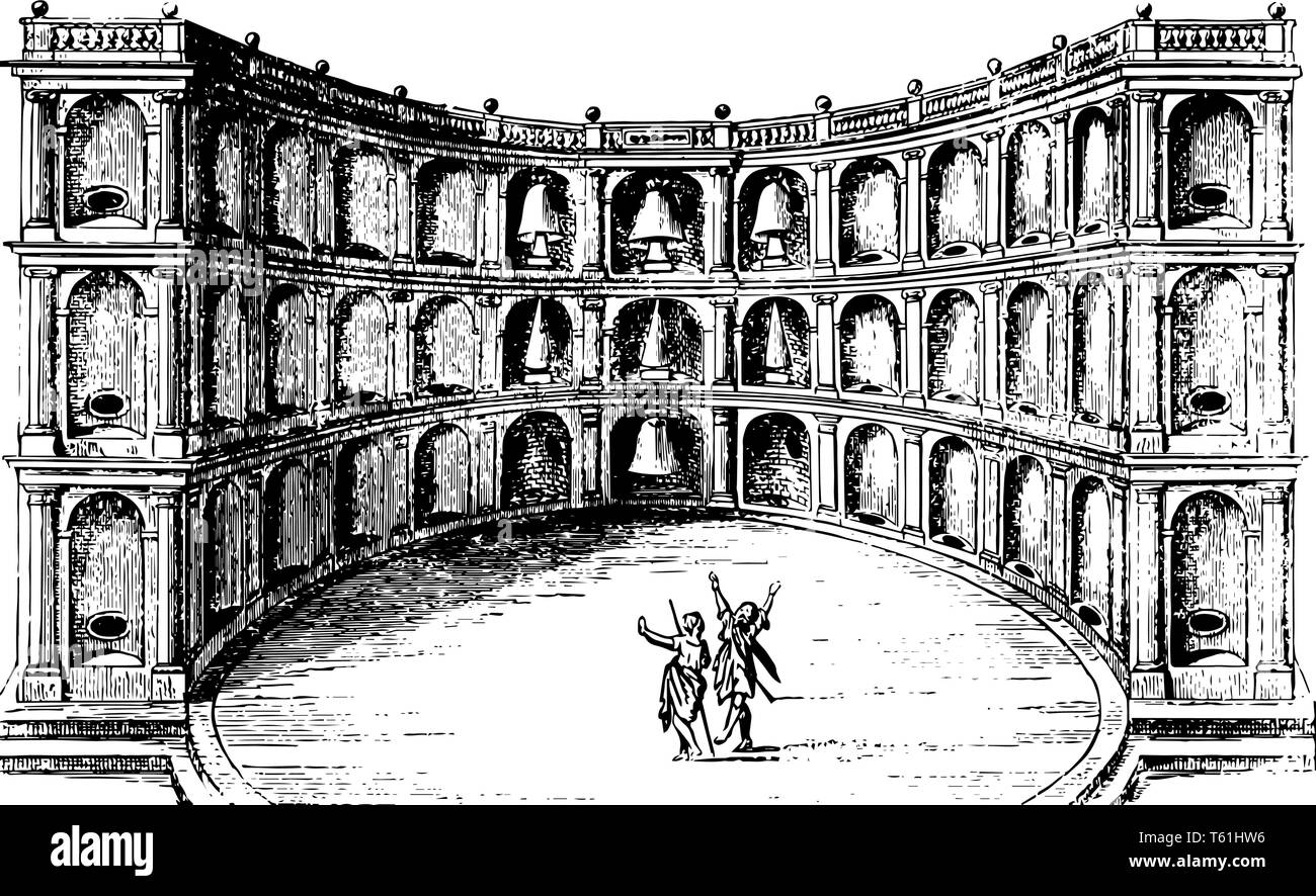 Théâtre de théâtre de Vitruve Vitruve était un architecte et ingénieur romain Marcus Vitruvius Pollio dans l'architecture et le corps humain la célèbre Ren Illustration de Vecteur