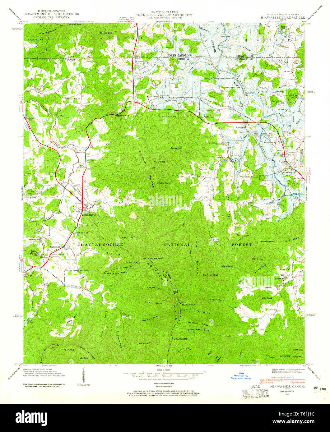 Carte TOPO USGS Géorgie GA Hiawassee 2459151941 Restauration 24000 Banque D'Images