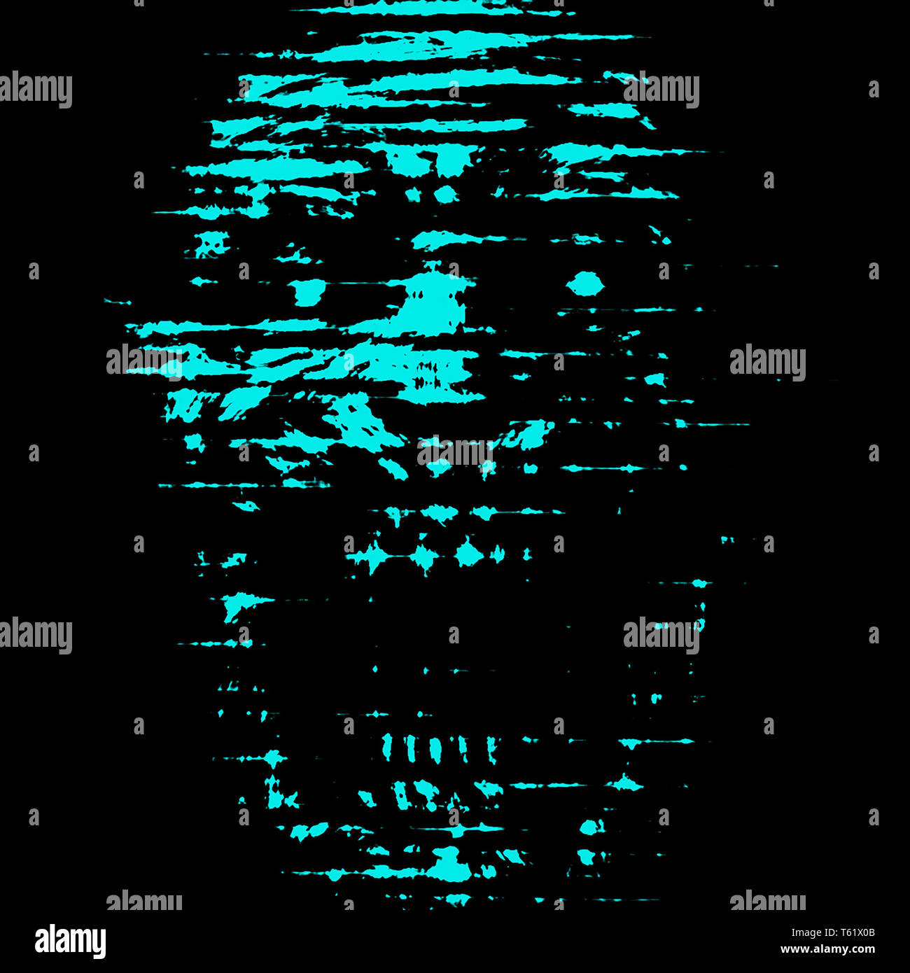 L'Abstraction face zombie sur fond noir. Illustration de genre d'horreur. Caractère monstre effrayant visage. Banque D'Images