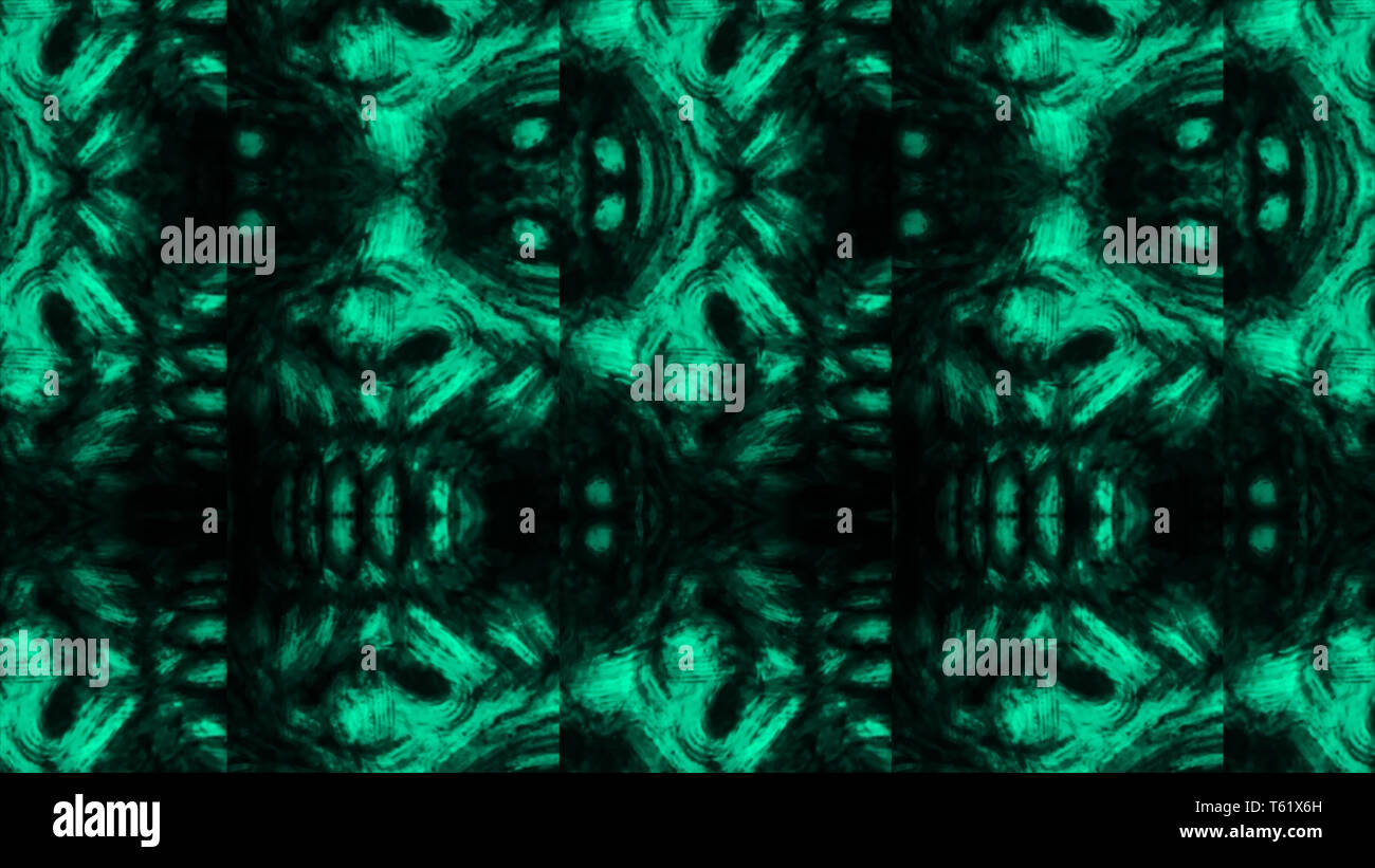 Zombie effrayant visage motif sur fond noir. Illustration de genre d'horreur. L'Abstraction. caractère monster Banque D'Images