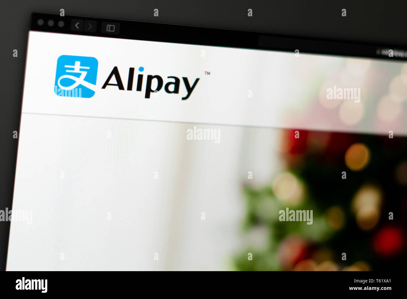Société Alipay accueil du site. Close up of Alipay logo. Peut être utilisé comme illustration pour les médias ou d'autres sites web, bon pour info ou marketing Banque D'Images