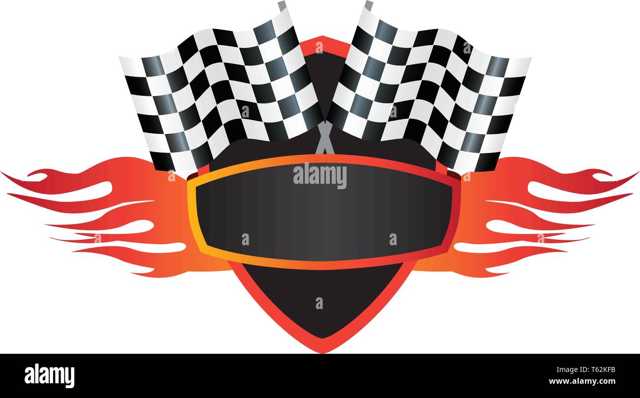 Vector illustration d'un motorsports logo de l'entreprise avec drapeau à damier Illustration de Vecteur