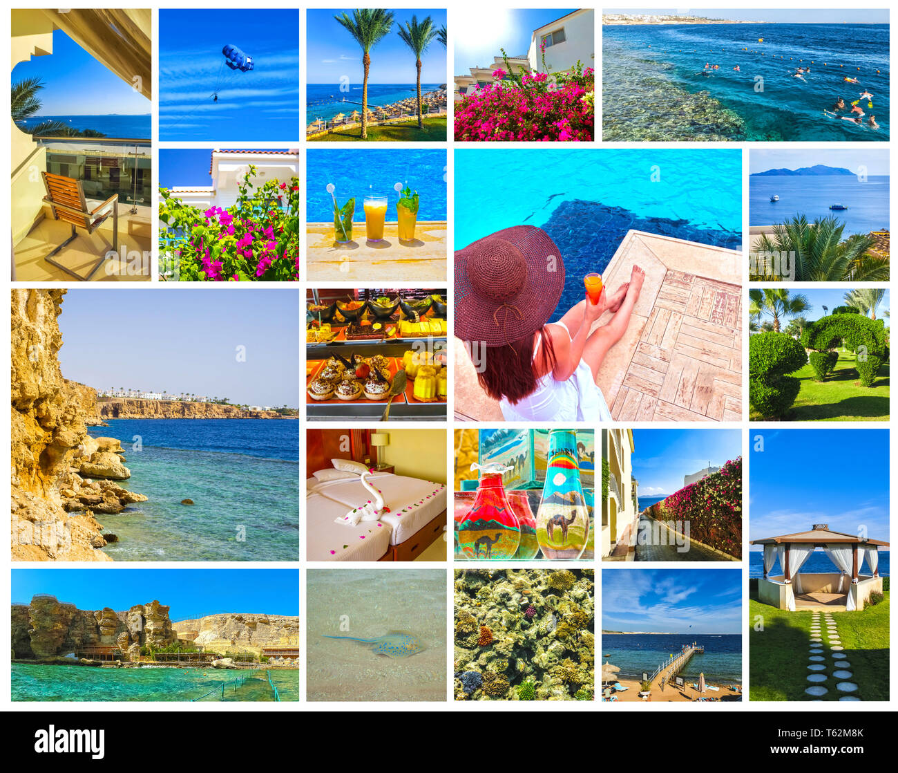 Collage de photos d'Egypte vacances. Charm El Cheikh Banque D'Images
