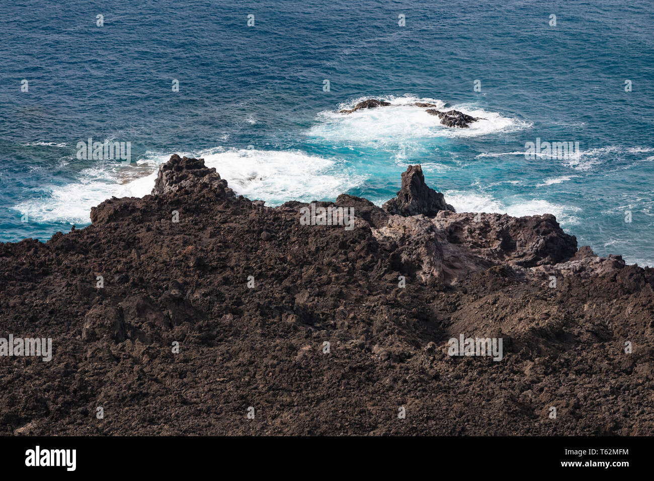 Portrait de lave volcanique de côte au sud de La Palma, Espagne. Banque D'Images