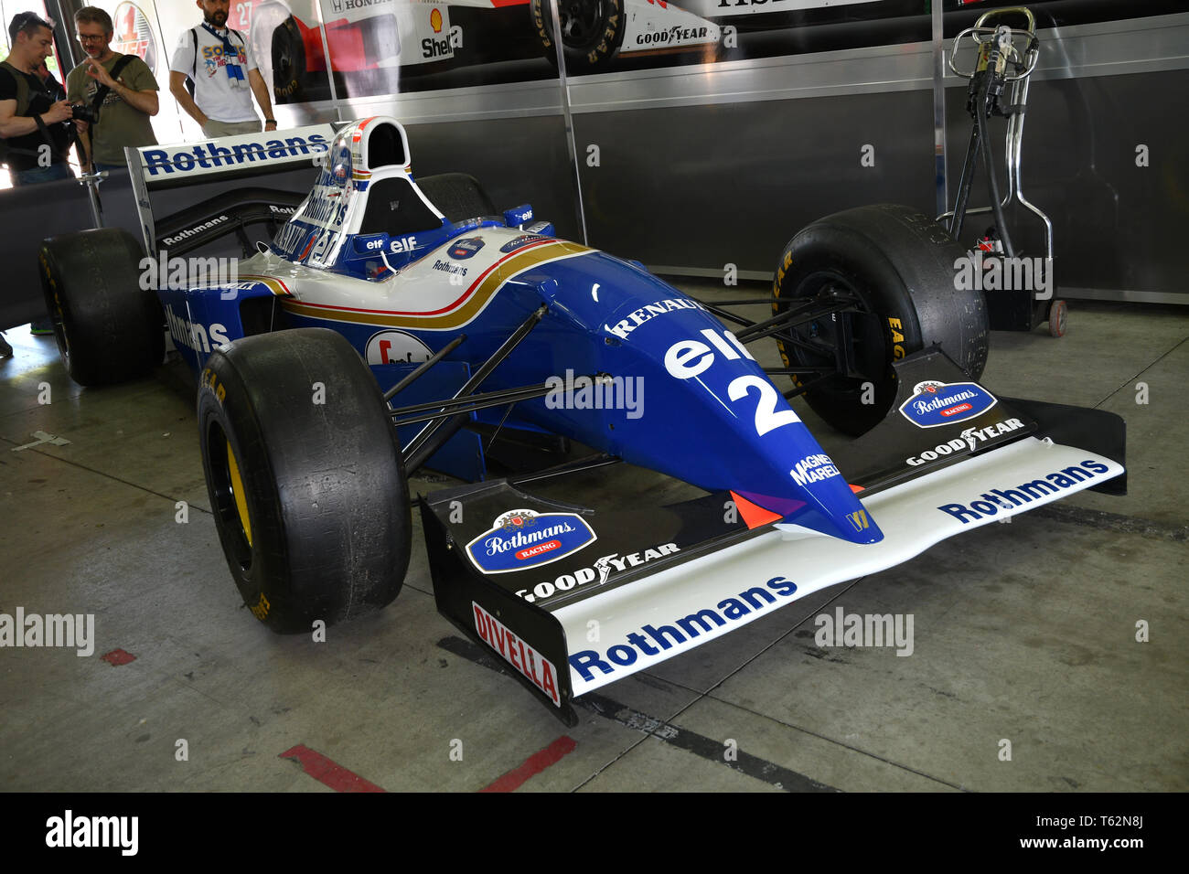 Imola, 27 avril 2019 Historique 1994 : F1 Williams FW16 ex Ayrton Senna - Damon Hill dans le fort au cours de Minardi jour Historique 2019 au circuit d'Imola Italie Banque D'Images