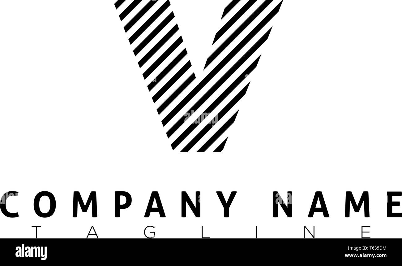 Lettre v arrondis logo Banque d'images noir et blanc - Alamy