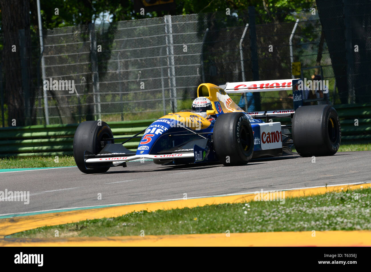 Imola, 27 avril 2019 Historique 1992 : F1 Williams FW14B ex Riccardo Patrese - Nigel Mansell au cours de Minardi jour Historique 2019 au circuit d'Imola Banque D'Images